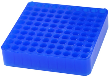 DiaGuru Solid PP Tube Rack for 16mm Tube 10x10 Format Blue Color Each